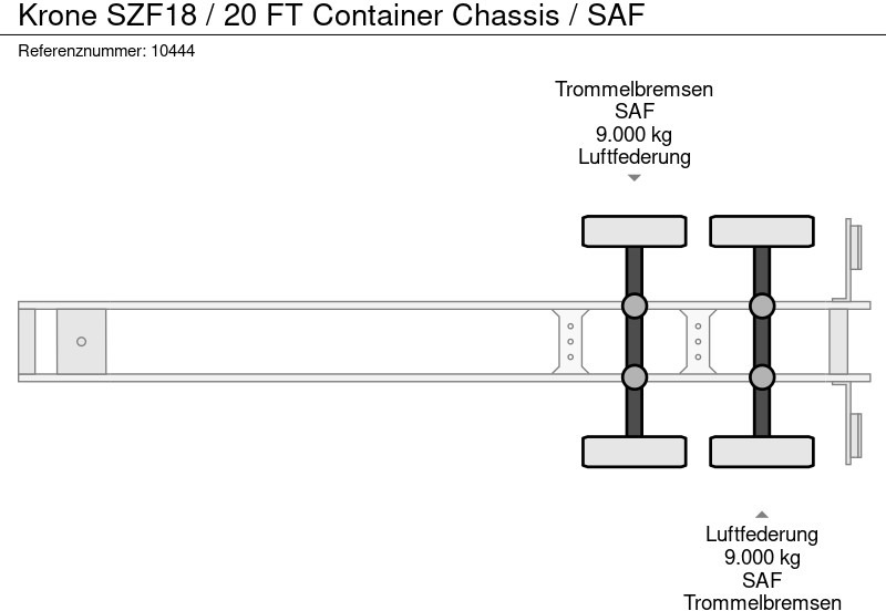 Semi-reboque transportador de contêineres/ Caixa móvel Krone SZF18 / 20 FT Container Chassis / SAF: foto 10