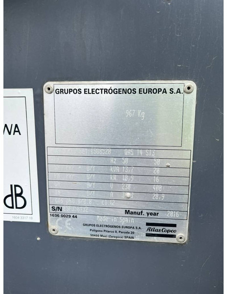 Gerador elétrico Atlas-Copco QAS 14 ST3: foto 6