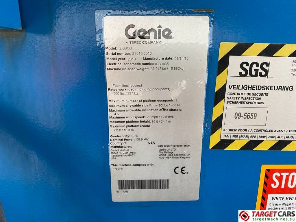 Locação financeira de Genie Z-80/60 Articulated 4x4x4 Diesel Boom Lift 2577cm  Genie Z-80/60 Articulated 4x4x4 Diesel Boom Lift 2577cm: foto 10