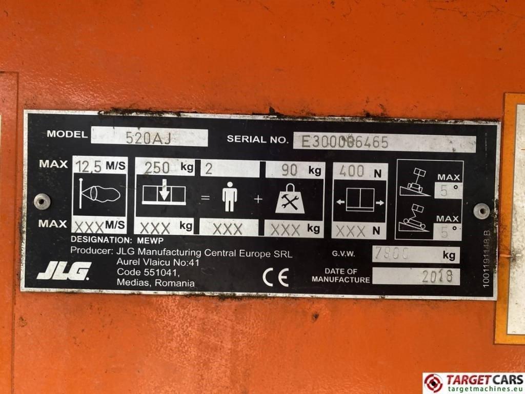 Plataforma articulada JLG 520AJ Articulated 4x4 Diesel Boom Work Lift 1800cm: foto 10