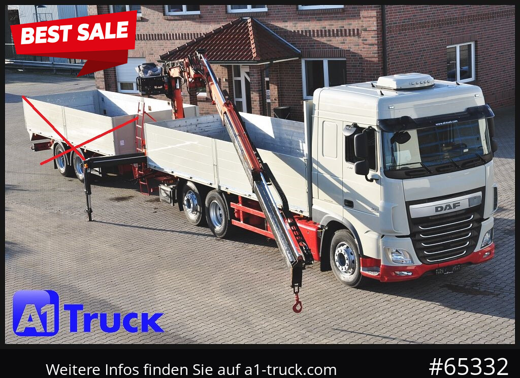 DAF XF 440, Baustoff, Terex 145.2 - Camião de caixa aberta/ Plataforma, Camião grua: foto 1 DAF XF 440, Baustoff, Terex 145.2 - Camião de caixa aberta/ Plataforma, Camião grua: foto 1