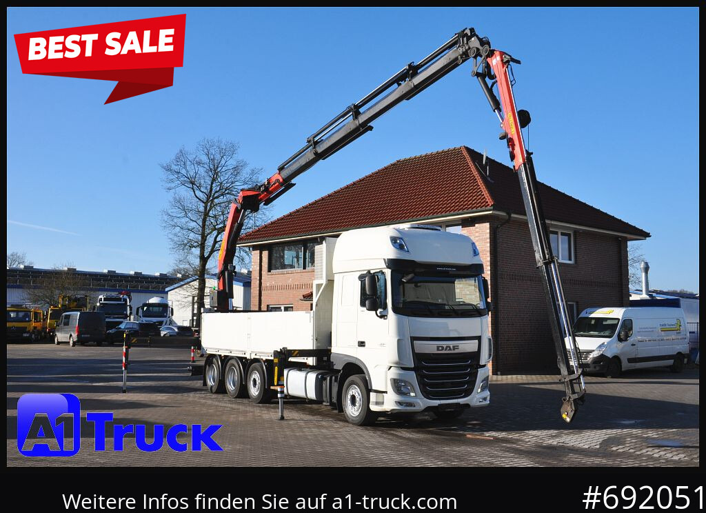DAF XF 510 SSC PK 34.002, Jib Seilwinde Funk - Camião de caixa aberta/ Plataforma, Camião grua: foto 1 DAF XF 510 SSC PK 34.002, Jib Seilwinde Funk - Camião de caixa aberta/ Plataforma, Camião grua: foto 1