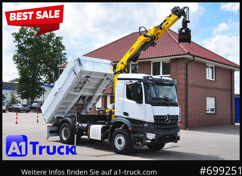 MERCEDES-BENZ Arocs 1840, Kipper + Kran,Funk Navi, - Camião grua, Camião basculante: foto 1 MERCEDES-BENZ Arocs 1840, Kipper + Kran,Funk Navi, - Camião grua, Camião basculante: foto 1