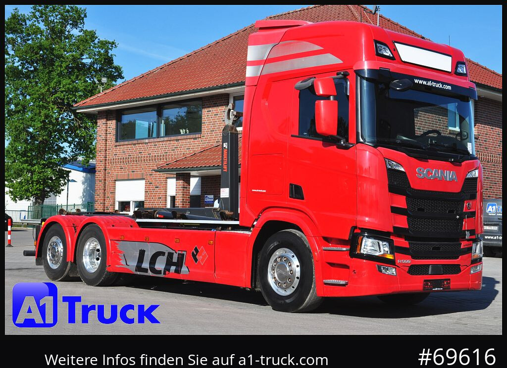 SCANIA R500, Abrollkipper, HIAB, Lift-Lenkachse, - Camião polibenne: foto 1 SCANIA R500, Abrollkipper, HIAB, Lift-Lenkachse, - Camião polibenne: foto 1