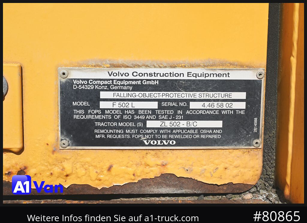 Pá carregadora de rodas VOLVO Volvo ZL 502-C: foto 14 Pá carregadora de rodas VOLVO Volvo ZL 502-C: foto 14