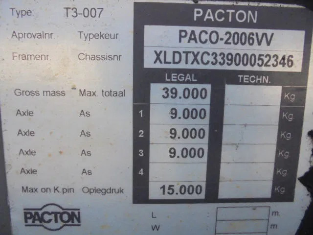 Semi-reboque transportador de contêineres/ Caixa móvel Pacton T3 007 45 FT NL KENTEKEN 10X IN STOCK: foto 12