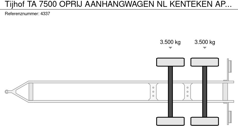Reboque transporte de veículos Tijhof TA 7500 OPRIJ AANHANGWAGEN NL KENTEKEN APK 31-05-2026: foto 9 Reboque transporte de veículos Tijhof TA 7500 OPRIJ AANHANGWAGEN NL KENTEKEN APK 31-05-2026: foto 9