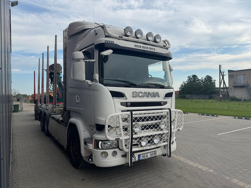 Scania R 730 + NARKO trailer - Camião de transporte de madeira, Camião grua: foto 2 Scania R 730 + NARKO trailer - Camião de transporte de madeira, Camião grua: foto 2