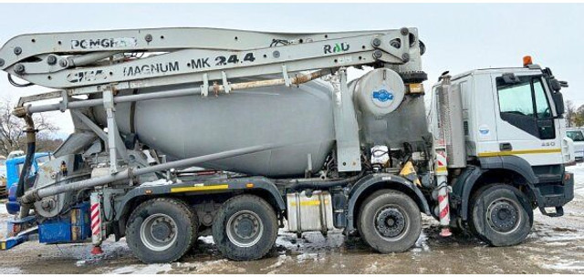 Iveco Trakker 450 +7m3 pumi - Bomba de betão estacionária: foto 1 Iveco Trakker 450 +7m3 pumi - Bomba de betão estacionária: foto 1