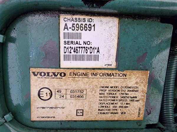 Motor para Camião Volvo D12D340 EC01 Engine (Truck): foto 11