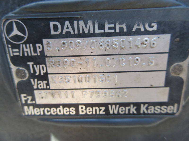 Mercedes-Benz R390-11,0/C19.5 VAR 771.111 RATIO 3.909 ACHTER AS MERCEDES ATEGO EURO 6 - Eixo traseiro para Camião: foto 5 Mercedes-Benz R390-11,0/C19.5 VAR 771.111 RATIO 3.909 ACHTER AS MERCEDES ATEGO EURO 6 - Eixo traseiro para Camião: foto 5