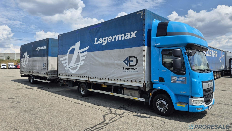 DAF LF 260 FA EURO 6 valník s plachtou + hydraulické čelo - prodejné jen s přívěsem GTS P0471Z - cena je za celou soupravu - Camião de lona: foto 1 DAF LF 260 FA EURO 6 valník s plachtou + hydraulické čelo - prodejné jen s přívěsem GTS P0471Z - cena je za celou soupravu - Camião de lona: foto 1