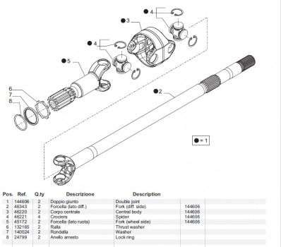 Kramer Kt407 Claas Scorpion 7035 Front Axle Drive Shaft Short Fork, Yoke 26.25, 434273, 45172, 46220 - Eixo dianteiro: foto 1 Kramer Kt407 Claas Scorpion 7035 Front Axle Drive Shaft Short Fork, Yoke 26.25, 434273, 45172, 46220 - Eixo dianteiro: foto 1