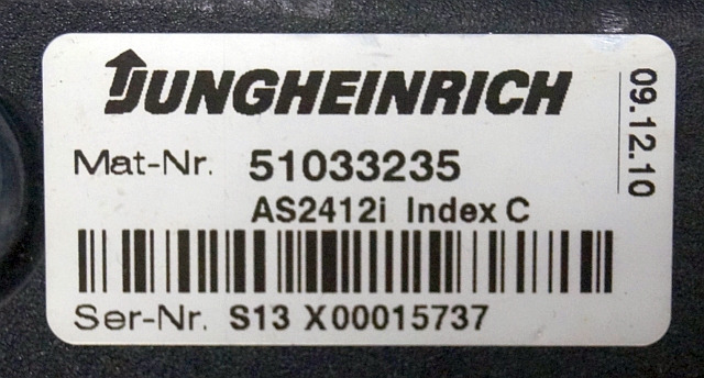 Jungheinrich 51033235 | Rij regeling Drive controller AS2412i index C Sw. 1,05 5 - Centralina electrónica para Equipamento de movimentação: foto 3 Jungheinrich 51033235 | Rij regeling Drive controller AS2412i index C Sw. 1,05 5 - Centralina electrónica para Equipamento de movimentação: foto 3