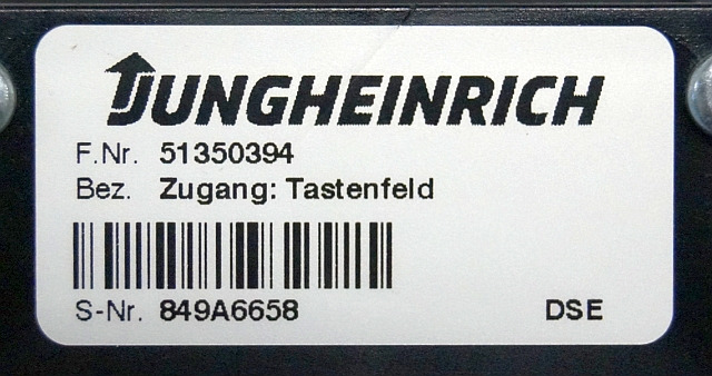 Jungheinrich 51350394 | Code key sn. 650A6658 - Sistema elétrico para Equipamento de movimentação: foto 3 Jungheinrich 51350394 | Code key sn. 650A6658 - Sistema elétrico para Equipamento de movimentação: foto 3
