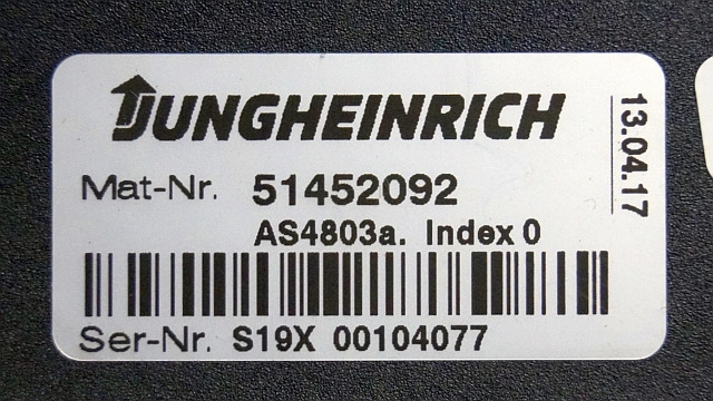 Jungheinrich 51452092 | Stuur regeling steering controller AS4803A index O sn. S - Centralina electrónica para Equipamento de movimentação: foto 3 Jungheinrich 51452092 | Stuur regeling steering controller AS4803A index O sn. S - Centralina electrónica para Equipamento de movimentação: foto 3