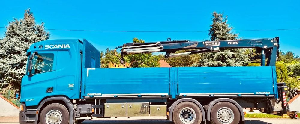 Camião grua, Camião de caixa aberta/ Plataforma Scania R 500 6x2 z żurawiem Fassi F 215 AS – 2019 – Euro 6 –Retarder -Oś skrętna - Gotowa do pracy!: foto 7