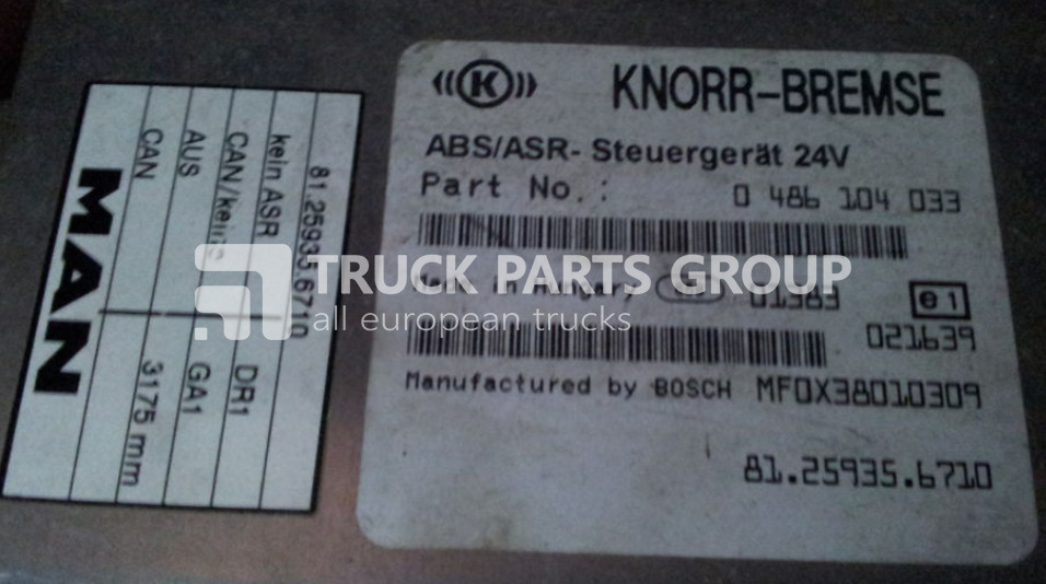 MAN L2000, ASR - CI12 EBS, ABS control unit, 81259356710, 0486104033 control unit - Centralina electrónica para Camião: foto 1 MAN L2000, ASR - CI12 EBS, ABS control unit, 81259356710, 0486104033 control unit - Centralina electrónica para Camião: foto 1