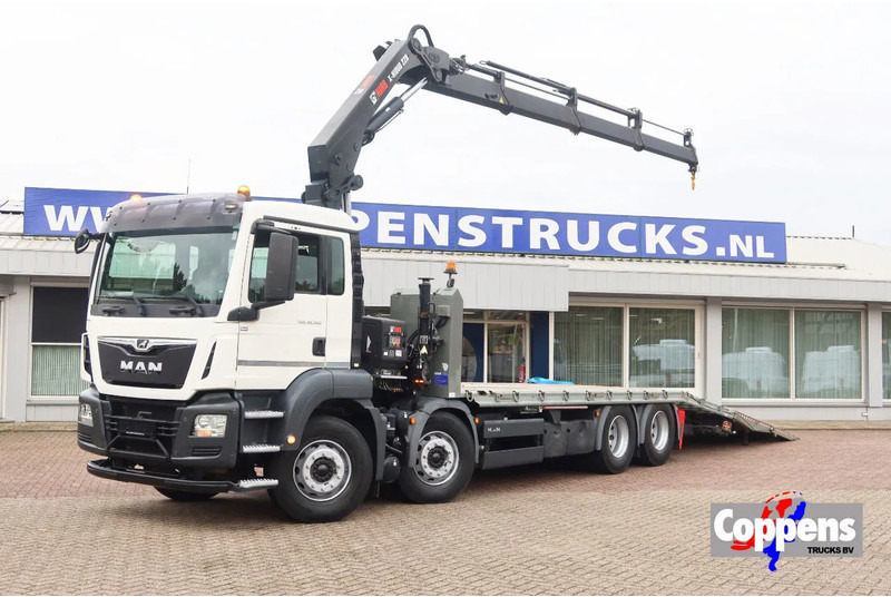 MAN TGS 35.360 Oprijwagen + HIAB 228 E3 Kraan 8x2 - Camião transporte de veículos: foto 1 MAN TGS 35.360 Oprijwagen + HIAB 228 E3 Kraan 8x2 - Camião transporte de veículos: foto 1