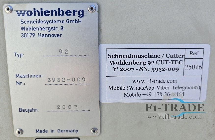 Máquina de corte de papel Wohlenberg 92 CUT-TEC: foto 6