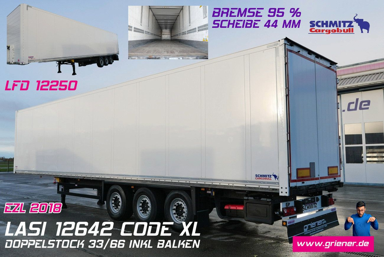 Schmitz Cargobull SKO 24/DOPPELSTOCK / ZURRLEISTE / LASI 12642 XL - Semi-reboque furgão: foto 1 Schmitz Cargobull SKO 24/DOPPELSTOCK / ZURRLEISTE / LASI 12642 XL - Semi-reboque furgão: foto 1