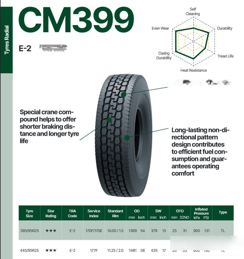 WestLake 445/95R25 (16.00R25) CM399 TL - Pneu para Guindaste: foto 2 WestLake 445/95R25 (16.00R25) CM399 TL - Pneu para Guindaste: foto 2