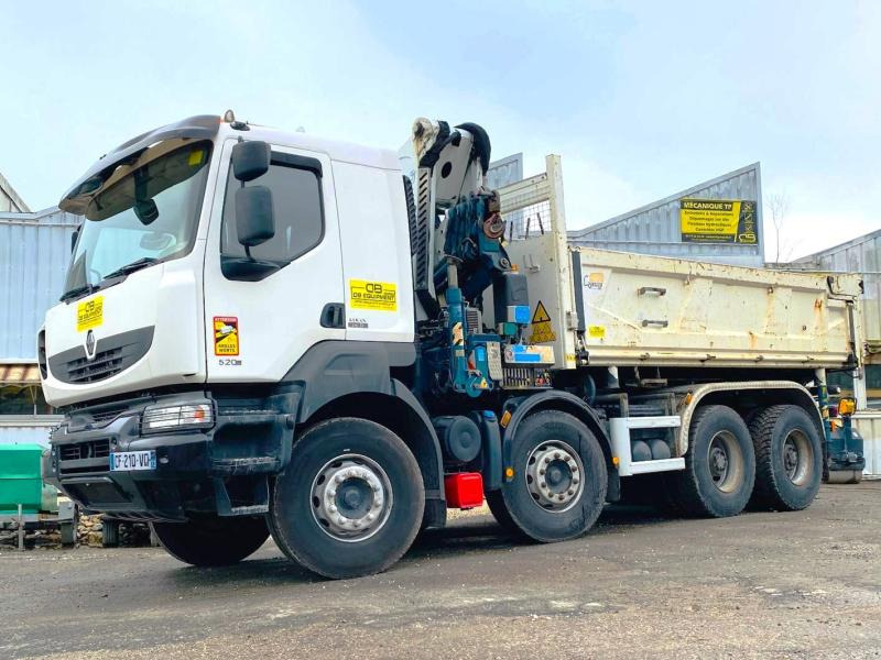 RENAULT KERAX 8x4 520 BIBENNE CIF GRUE CORMACH - Camião basculante, Camião grua: foto 1 RENAULT KERAX 8x4 520 BIBENNE CIF GRUE CORMACH - Camião basculante, Camião grua: foto 1