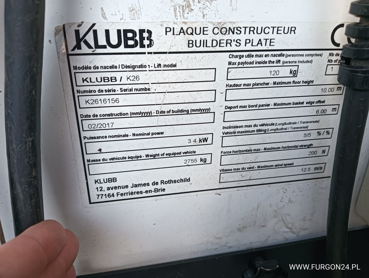 Caminhão com plataforma aérea OPEL MOVANO L2H2 PODNOŚNIK KOSZOWY KLUBB K26 NR 804: foto 10