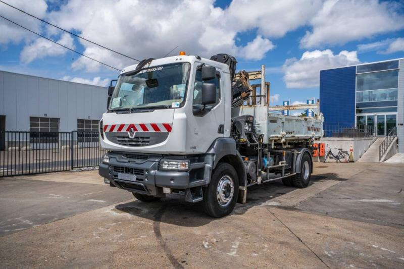 Camião basculante, Camião grua Renault KERAX 370 DXI + TRI BENNE+HIAB 16t/m + 2 EXT: foto 7