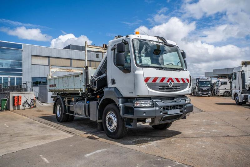Camião basculante, Camião grua Renault KERAX 370 DXI + TRI BENNE+HIAB 16t/m + 2 EXT: foto 8