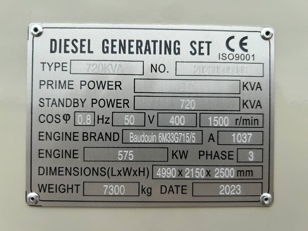 Baudouin 6M33G715/5 - 720 kVA Generator - DPX-19879.1 - Gerador elétrico: foto 4 Baudouin 6M33G715/5 - 720 kVA Generator - DPX-19879.1 - Gerador elétrico: foto 4