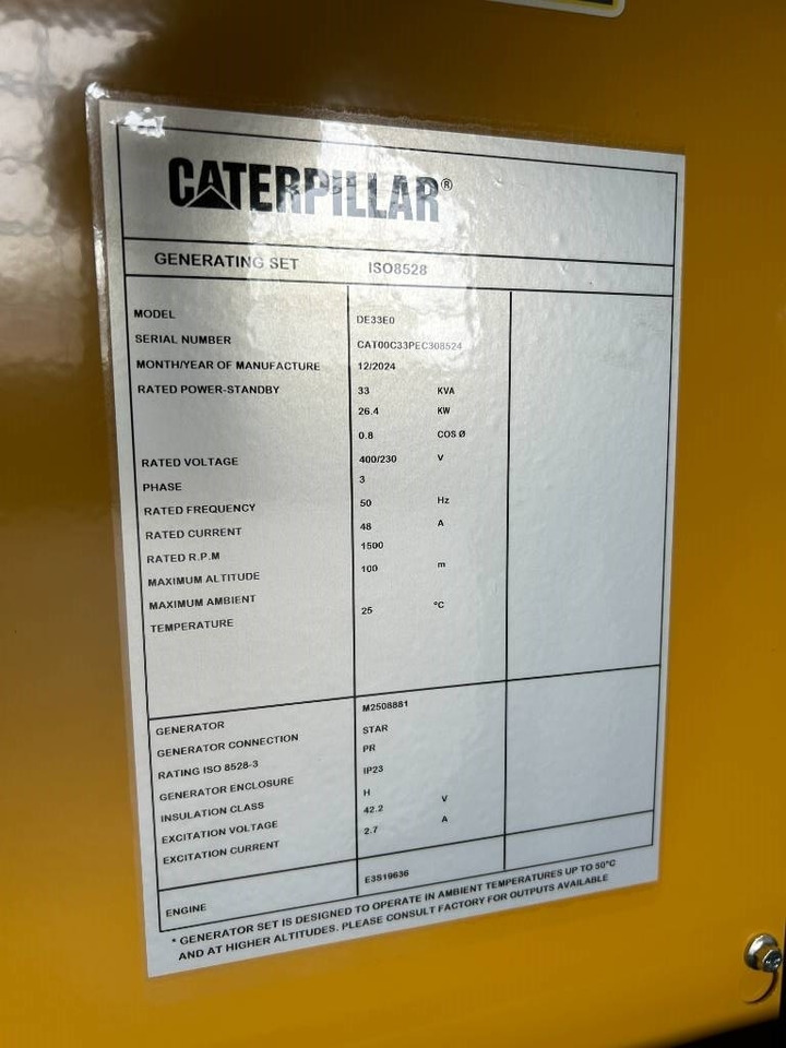 CAT DE33E0 - 33 kVA Generator - DPX-18004 - Gerador elétrico: foto 5 CAT DE33E0 - 33 kVA Generator - DPX-18004 - Gerador elétrico: foto 5
