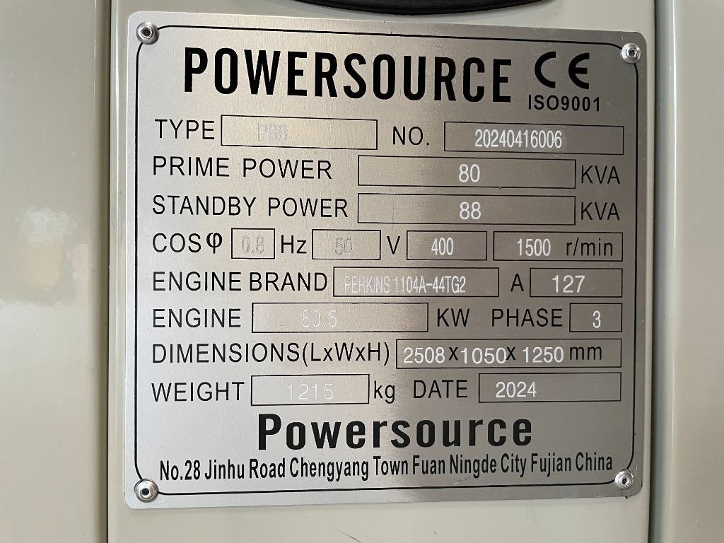 Perkins 1104A-44TG2 - 88 kVA Generator - DPX-19805 - Gerador elétrico: foto 4 Perkins 1104A-44TG2 - 88 kVA Generator - DPX-19805 - Gerador elétrico: foto 4