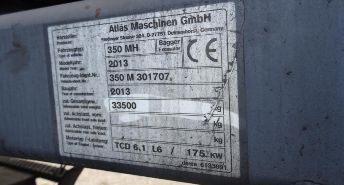 Maszyna przeładunkowa ATLAS 350MH - 2013/2018 - 166kW - 15,9m zasięgu - Manipulador de material: foto 4 Maszyna przeładunkowa ATLAS 350MH - 2013/2018 - 166kW - 15,9m zasięgu - Manipulador de material: foto 4