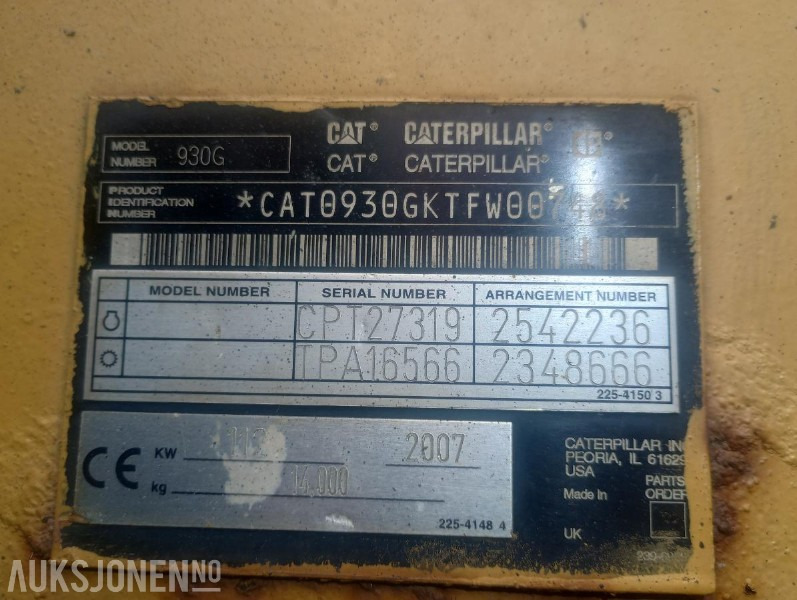 2007 Cat 950 G HJULLASTER - 6237 Timer - Pá carregadora de rodas: foto 2 2007 Cat 950 G HJULLASTER - 6237 Timer - Pá carregadora de rodas: foto 2