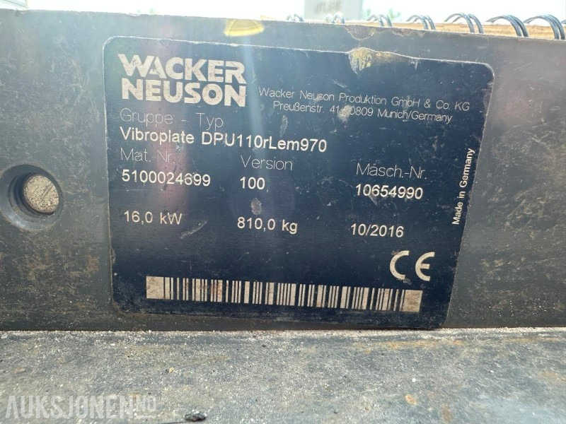 2016 Wacker Neuson DPU110rLem970 - 142 timer - VIBROPLATE - Rolo: foto 2 2016 Wacker Neuson DPU110rLem970 - 142 timer - VIBROPLATE - Rolo: foto 2