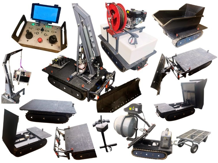 Multimaskin med tipp og moduler. Beltegående. Elektrisk drift, fjernkontroll ++ - Equipamento de construção: foto 2 Multimaskin med tipp og moduler. Beltegående. Elektrisk drift, fjernkontroll ++ - Equipamento de construção: foto 2