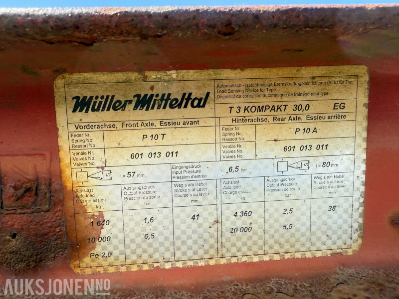 2007 Muller Mitteltal T 3 kompakt maskintralle - Blir EU OK - Reboque: foto 5 2007 Muller Mitteltal T 3 kompakt maskintralle - Blir EU OK - Reboque: foto 5