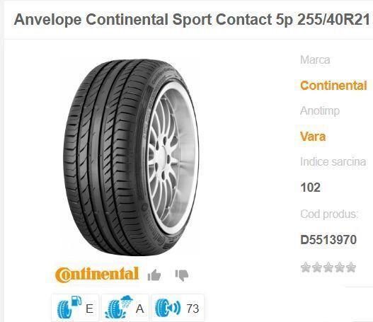 Anvelope Continental NOI ContisportContact 255 / 40 ZR 21 - Pneu para Automóvel: foto 5 Anvelope Continental NOI ContisportContact 255 / 40 ZR 21 - Pneu para Automóvel: foto 5