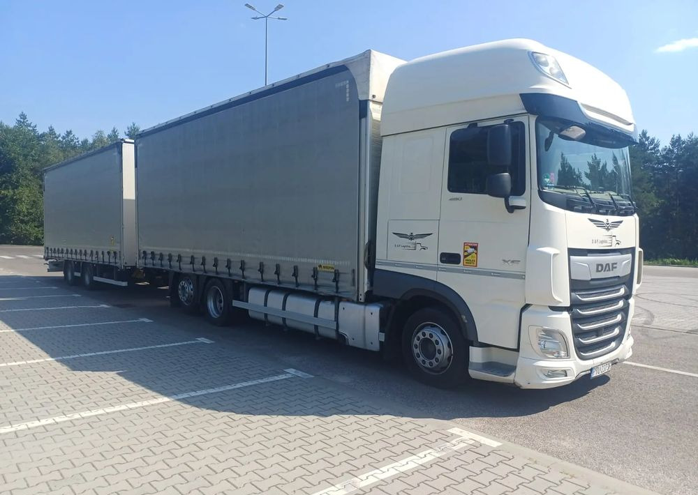 DAF XF 480 SUPER SPACE CAB / ZESTAW TANDEM PRZEJAZDOWY 120 M3 / SSC / ACC /EURO 6 - Camião de lona: foto 1 DAF XF 480 SUPER SPACE CAB / ZESTAW TANDEM PRZEJAZDOWY 120 M3 / SSC / ACC /EURO 6 - Camião de lona: foto 1