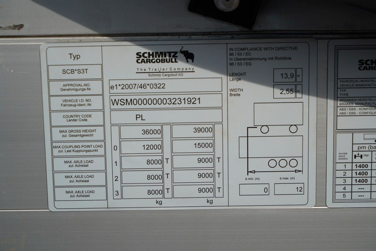 Semi-reboque de lona Schmitz Cargobull FIRANKA STANDARD / OŚ PODNOSZONA/ OSIE SCHMITZ: foto 19
