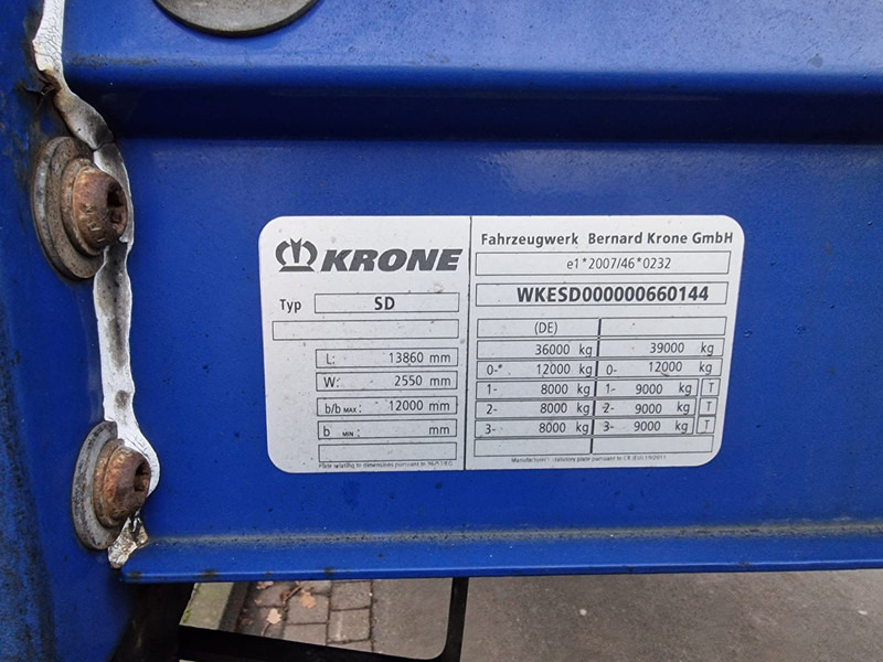 Semi-reboque de lona Krone SD Pritsche Plane Auflieger: foto 7 Semi-reboque de lona Krone SD Pritsche Plane Auflieger: foto 7