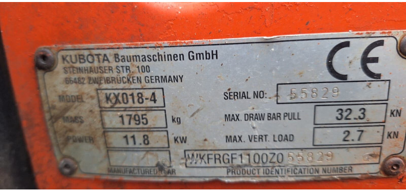 Kubota KX018-4 - Mini escavadeira: foto 4 Kubota KX018-4 - Mini escavadeira: foto 4