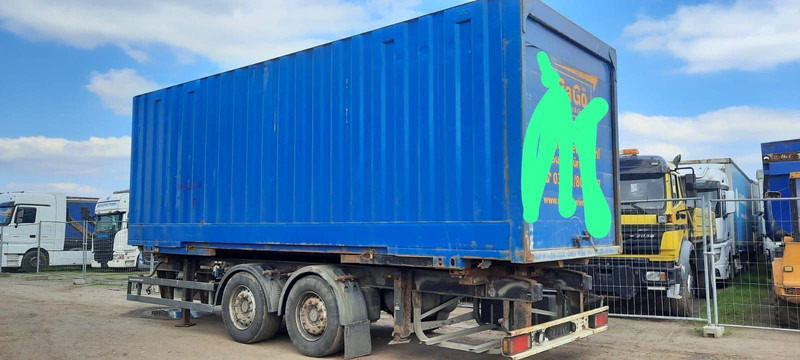 Schmitz Cargobull Containeranhänger mit Container - Reboque transportador de contêineres/ Caixa móvel: foto 3 Schmitz Cargobull Containeranhänger mit Container - Reboque transportador de contêineres/ Caixa móvel: foto 3