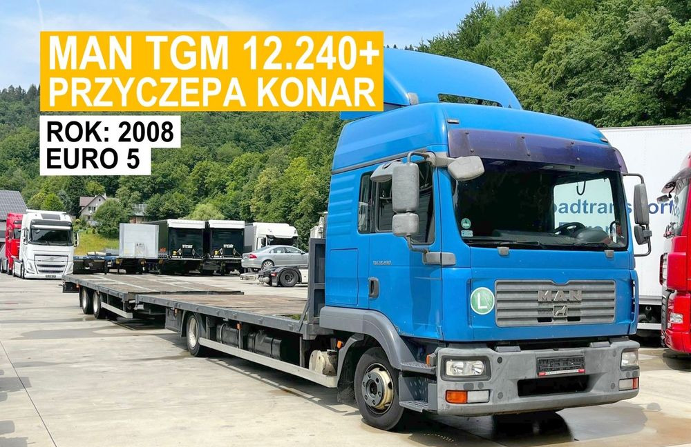 MAN TGM 12.240 // 2008 Rok // Euro 5 // + Przyczepa Konar 2 osie // 7.7+7.7 // - Camião de caixa aberta/ Plataforma: foto 1 MAN TGM 12.240 // 2008 Rok // Euro 5 // + Przyczepa Konar 2 osie // 7.7+7.7 // - Camião de caixa aberta/ Plataforma: foto 1