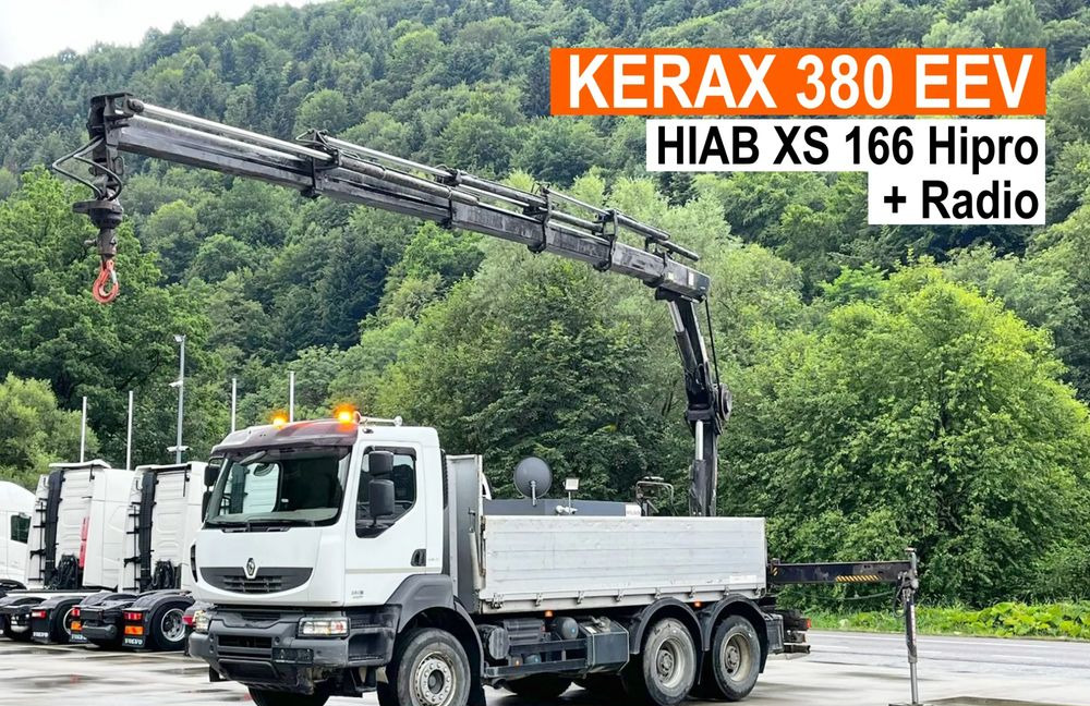 Renault Kerax 380 EEV // Skrzynia Burtowa // HIAB XS166 Hipro + Radio // Zwolnice // // - Camião grua, Camião de caixa aberta/ Plataforma: foto 1 Renault Kerax 380 EEV // Skrzynia Burtowa // HIAB XS166 Hipro + Radio // Zwolnice // // - Camião grua, Camião de caixa aberta/ Plataforma: foto 1