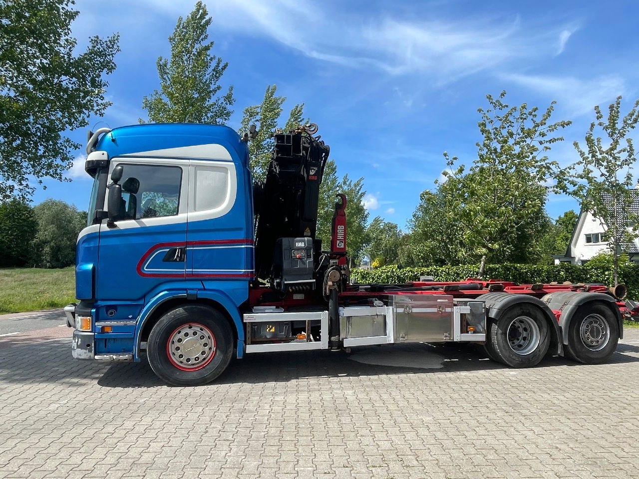 Scania R480 with hiab hookloader and hiab 262 EP5 with remote crane 2019 - Camião transportador de contêineres/ Caixa móvel, Camião grua: foto 2 Scania R480 with hiab hookloader and hiab 262 EP5 with remote crane 2019 - Camião transportador de contêineres/ Caixa móvel, Camião grua: foto 2