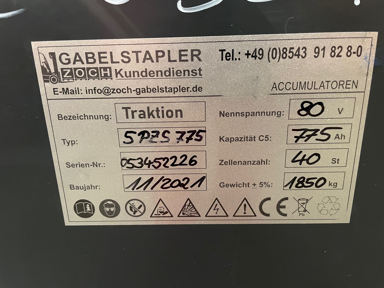 80 Volt I 5 PZS 775 - Bateria automotiva para Empilhador: foto 2 80 Volt I 5 PZS 775 - Bateria automotiva para Empilhador: foto 2