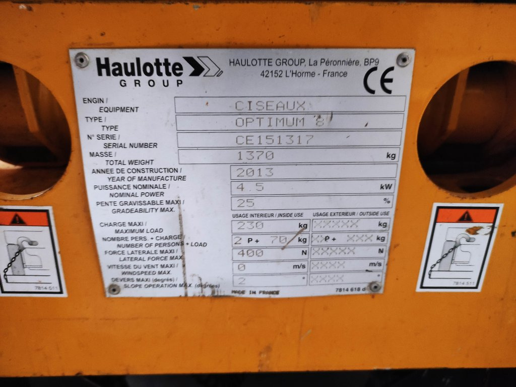 Haulotte OPTIMUM8 - Plataforma de Tijera/ Plataforma de tesoura: foto 5 Haulotte OPTIMUM8 - Plataforma de Tijera/ Plataforma de tesoura: foto 5
