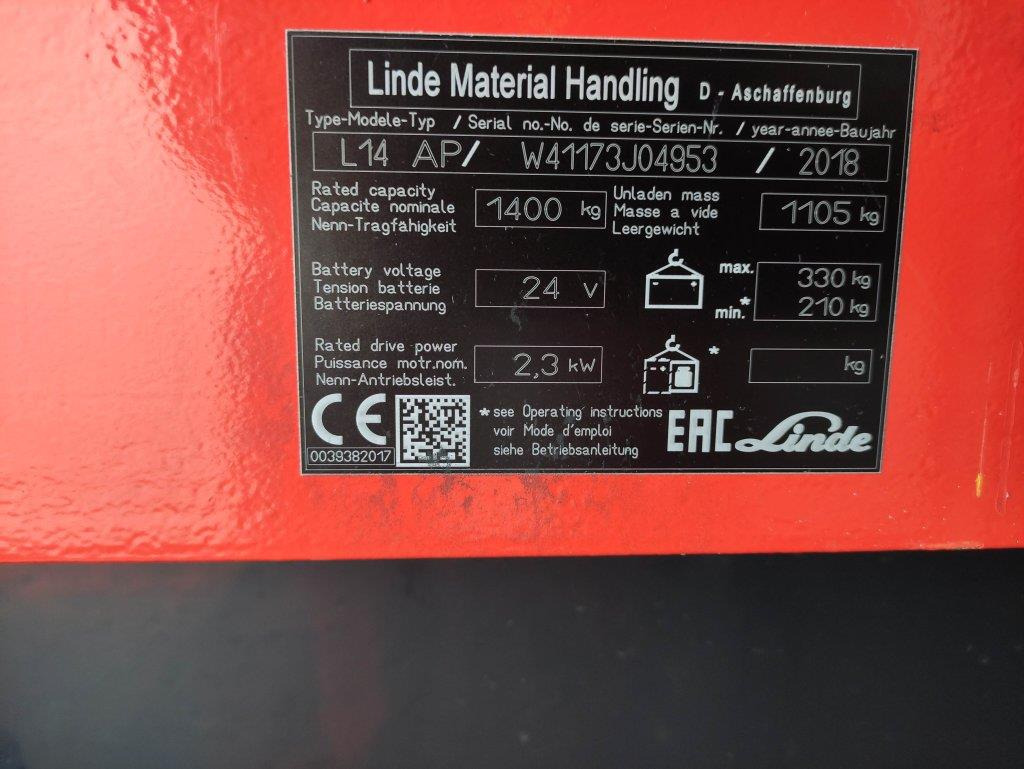 Linde L14-APi-1173 - Stacker: foto 5 Linde L14-APi-1173 - Stacker: foto 5